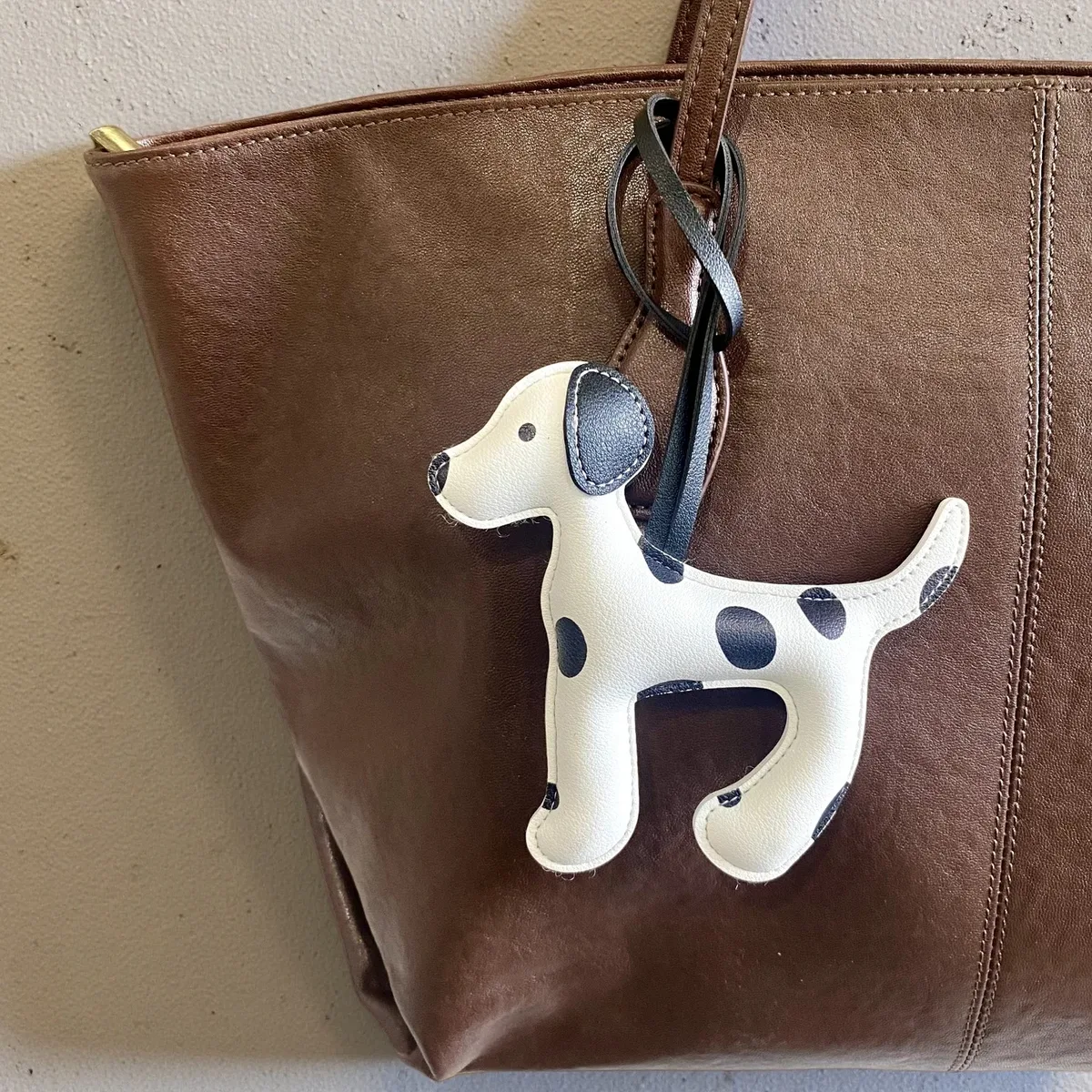 porte-clés en cuir pu dalmatien tacheté, grand breloque pour sac à main, sac à dos, cadeau pour les amoureux des chiens, cuir pu