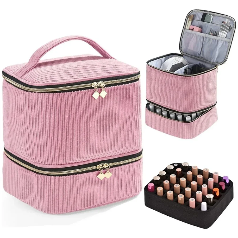 Nouvelle Trousse de Rangement Double Couche pour Vernis à Ongles, 30 Compartiments, Sac Portable pour Huiles Essentielles, Grande Capacité, Trousse de Maquillage, Outil de Soin des Ongles