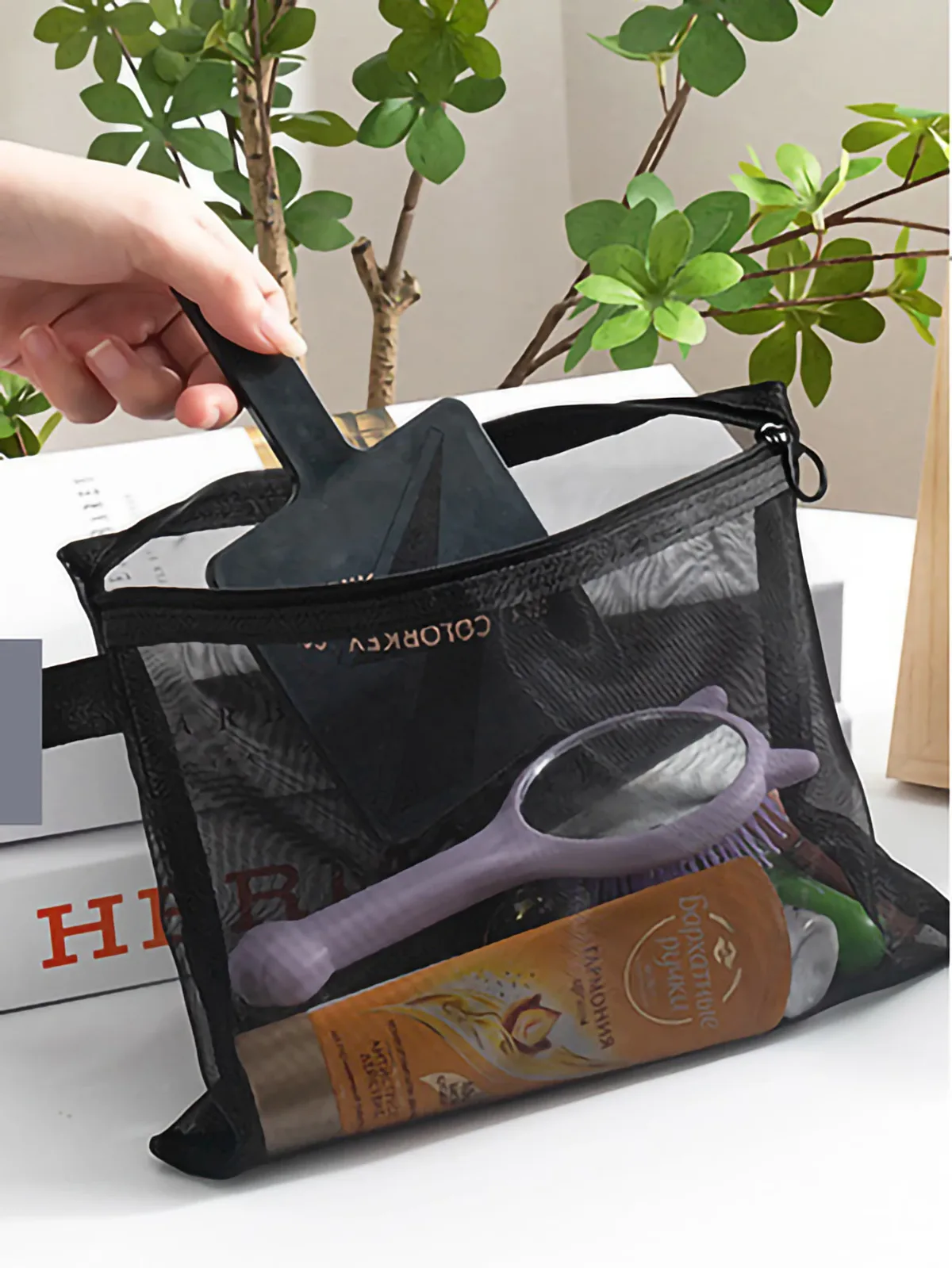 sacs à cosmétiques transparents en maille pour femmes, trousse de maquillage noire, étui de rangement de toilette de voyage portable, pochette de rangement de rouge à lèvres, cadeau, 1/3/5 pièces