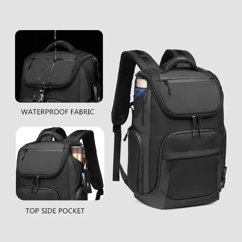 ozuko-sac à dos multifonction pour hommes, grande capacité, étanche, pour ordinateur portable de 15.6 pouces, pour voyage en plein air