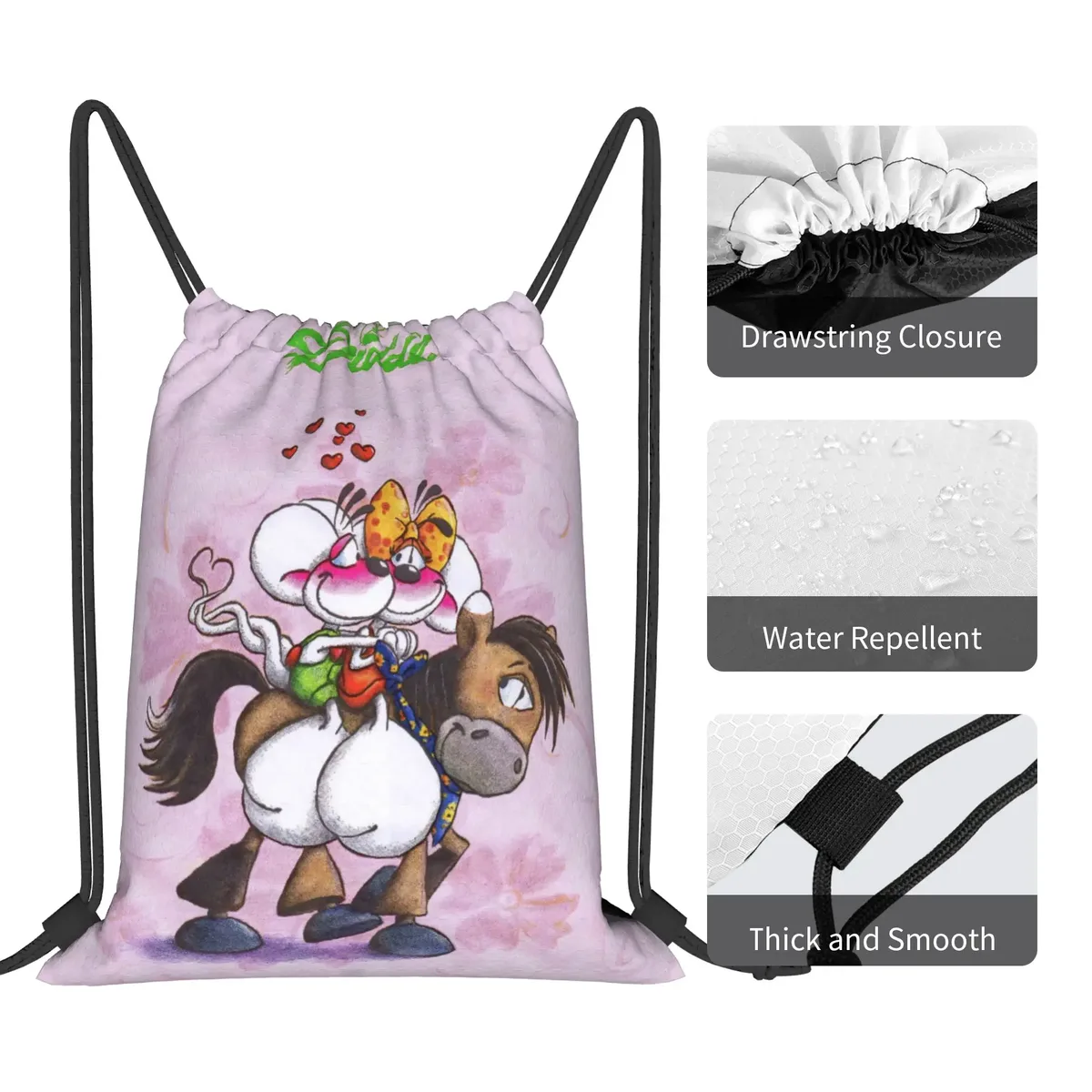 sacs à cordon mignons d-diddl rat, sac à dos de sport, sac de sport résistant à l'eau, sac à cordon pour le cyclisme
