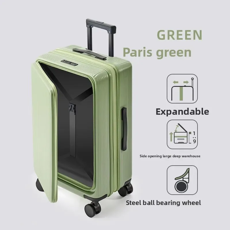 klqdzms 20 "22" 24 "26" 28 pouces bagages de voyage abs + boîtier d'embarquement pc extensible ouverture avant boîtier de chariot pour ordinateur portable valise de cabine