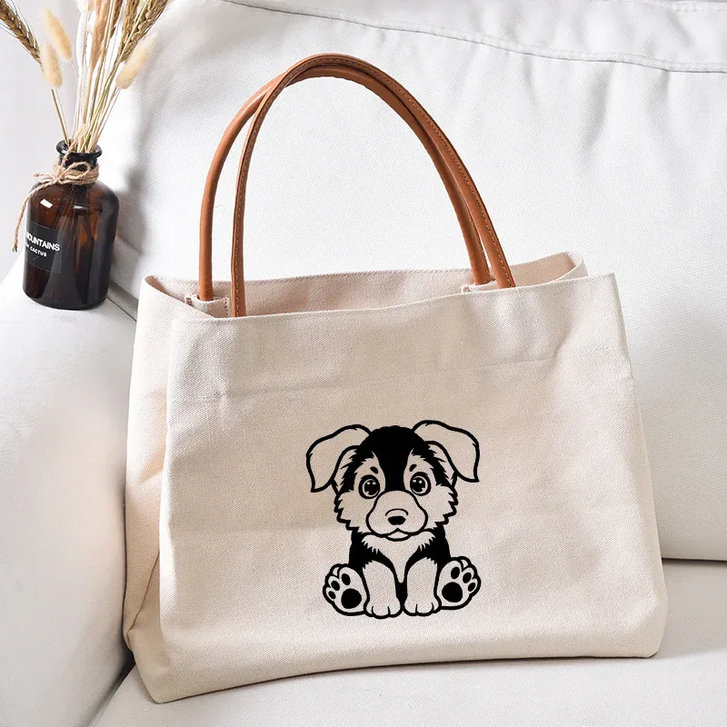 sac fourre-tout en toile pour femme, sac de travail, sac de plage, sac à provisions, cadeau pour les amoureux des chiens, mode pour femme, imprimé chien teckel