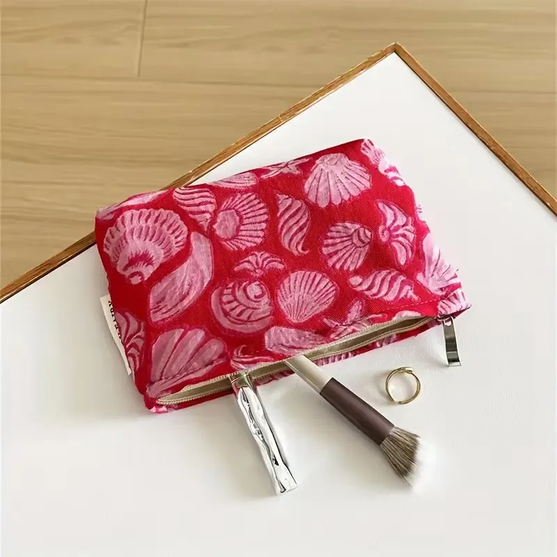 petite trousse de maquillage vintage à motifs pour femme, trousse compacte pour rouge à lèvres, poches intérieures multi-tailles, sac de rangement portable, trousse de toilette de voyage, sac à main, organisateur multifonctionnel pour soins de la peau