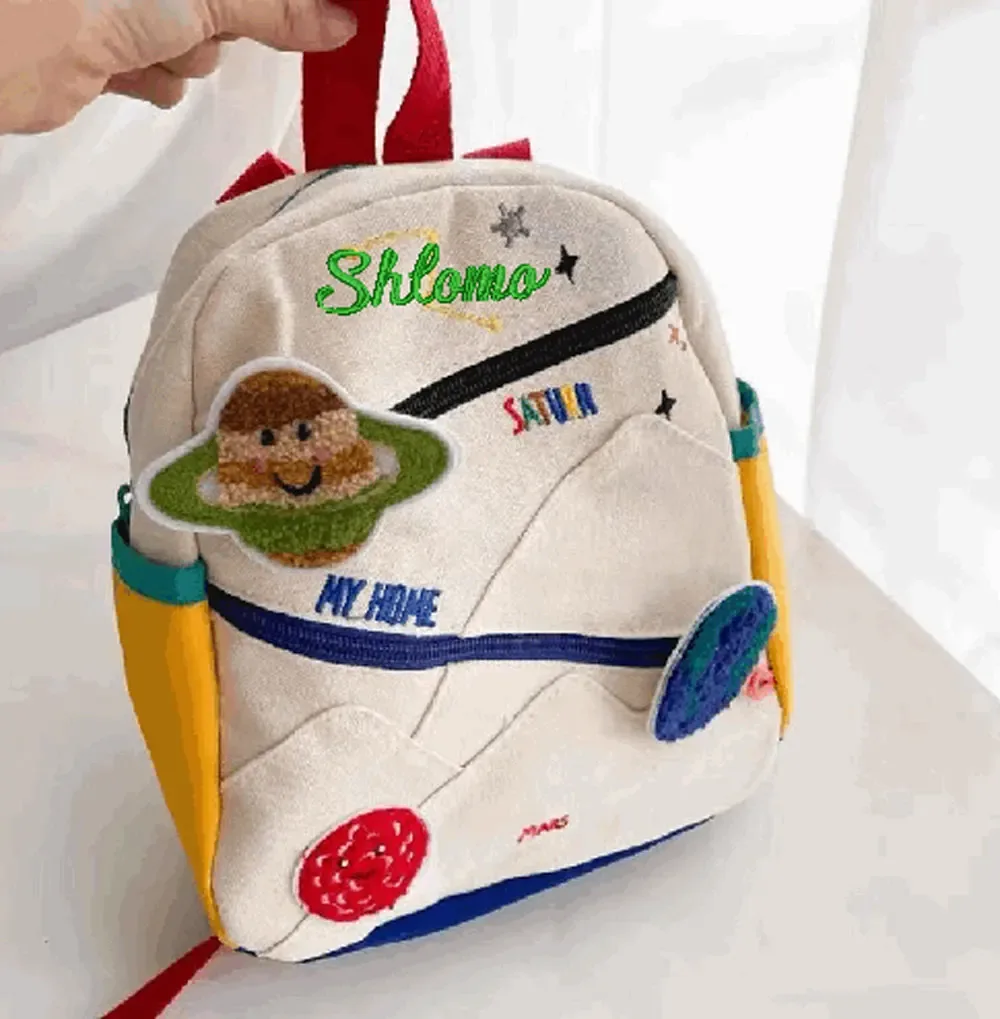 sac à dos planète personnalisé, design coloré, nom unique personnalisé pour garçons et filles, trois fermetures éclair lisses, sacs à bandoulière d'extérieur