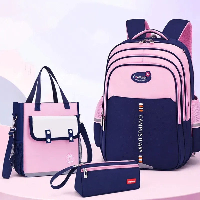 Sac à dos 3 pièces/ensemble avec sac à main et trousse à crayons, grande capacité, sac de voyage, sac d'école pour étudiants, sac d'école primaire en nylon imperméable