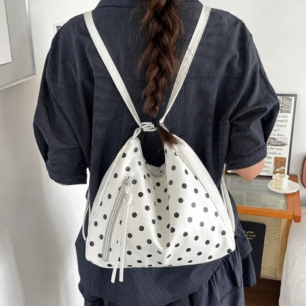 sac à bandoulière minimaliste en cuir pu à pois, grande capacité, léger, sac fourre-tout, sac à dos, sac sous le bras, sac seau, sac à main pour étudiants