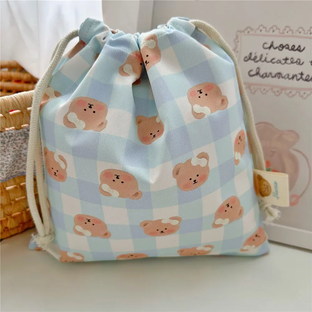 sac de rangement grande capacité motif ours de dessin animé, organisateur de voyage, sac organisateur en tissu imperméable fait main, pochette à cordon