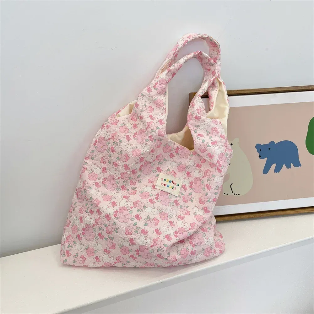 fourre-tout femme sac à provisions eco sac à main réutilisable épicerie shopper sac à main coréen femmes doux dessin animé sac à bandoulière livres pochette