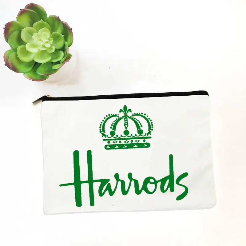 organiseur de maquillage harrods, trousse de toilette en toile, pochette de voyage à fermeture éclair, petite pochette portable