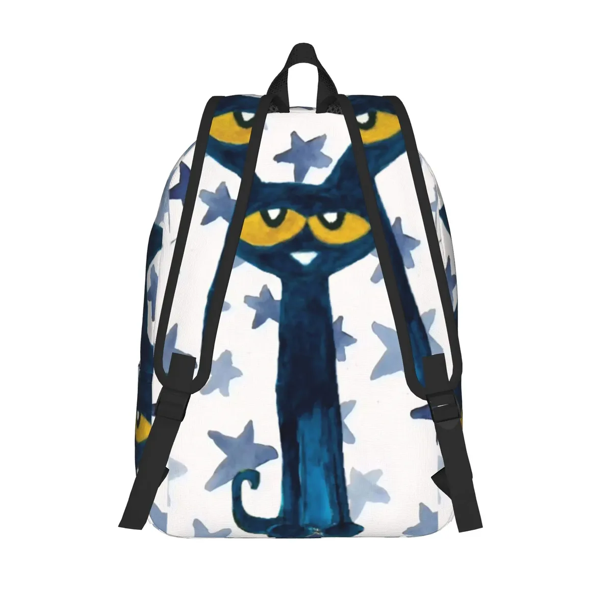 sac à dos cartoon cat pete the cat pour hommes et femmes, sac à bandoulière tendance pour le lycée, le travail, le collège, durable