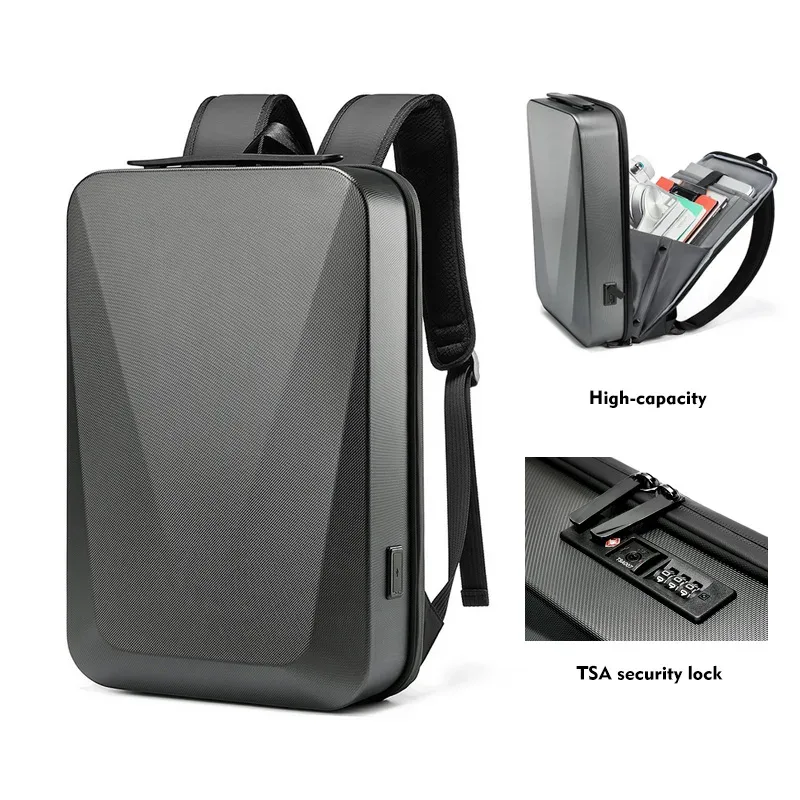 Sac à dos étanche pour ordinateur portable pour homme, antivol TSA, coque rigide, sac d'affaires de luxe, pack de jeu, chargement USB, 16.1 pouces