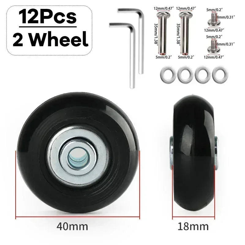 roues de remplacement de valise à bagages, kits de réparation de roulements de roulettes en pu 50x18mm, roues de remplacement d'étagère pour bagages 4/2 pièces