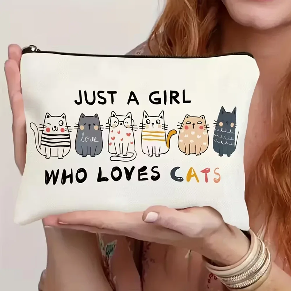 Trousse de toilette à thème chat pour femme, cadeau mignon pour filles, trousse de maquillage de voyage avec fermeture éclair pour les amoureuses des chats, cadeau amusant pour maman chat, pour anniversaire ou Noël, pour fille, sœur ou meilleure amie