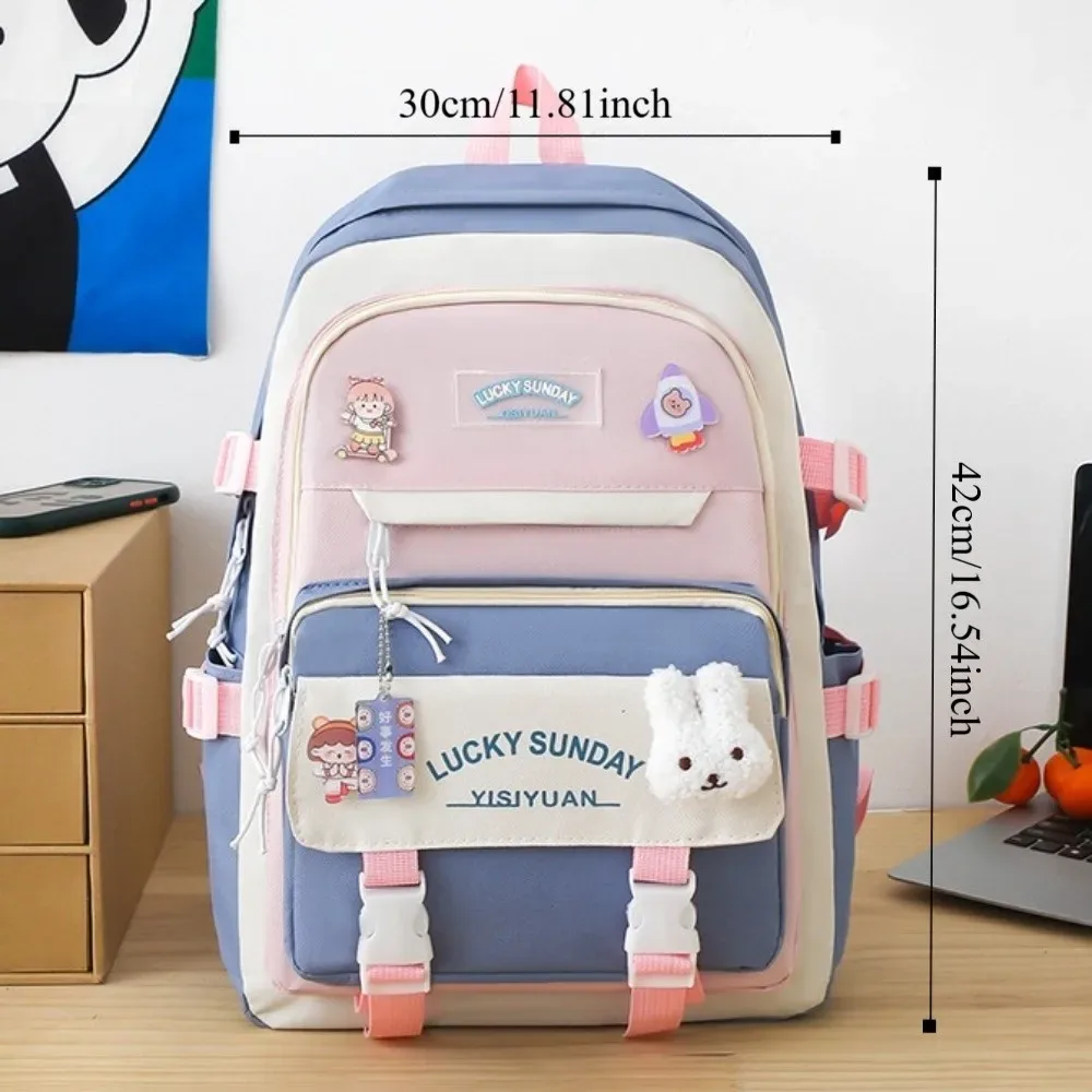 ensemble de 5 sacs à dos mignons de grande capacité, respirants et multifonctionnels, pour étudiants, avec boucle, sac bandoulière, pour l'université