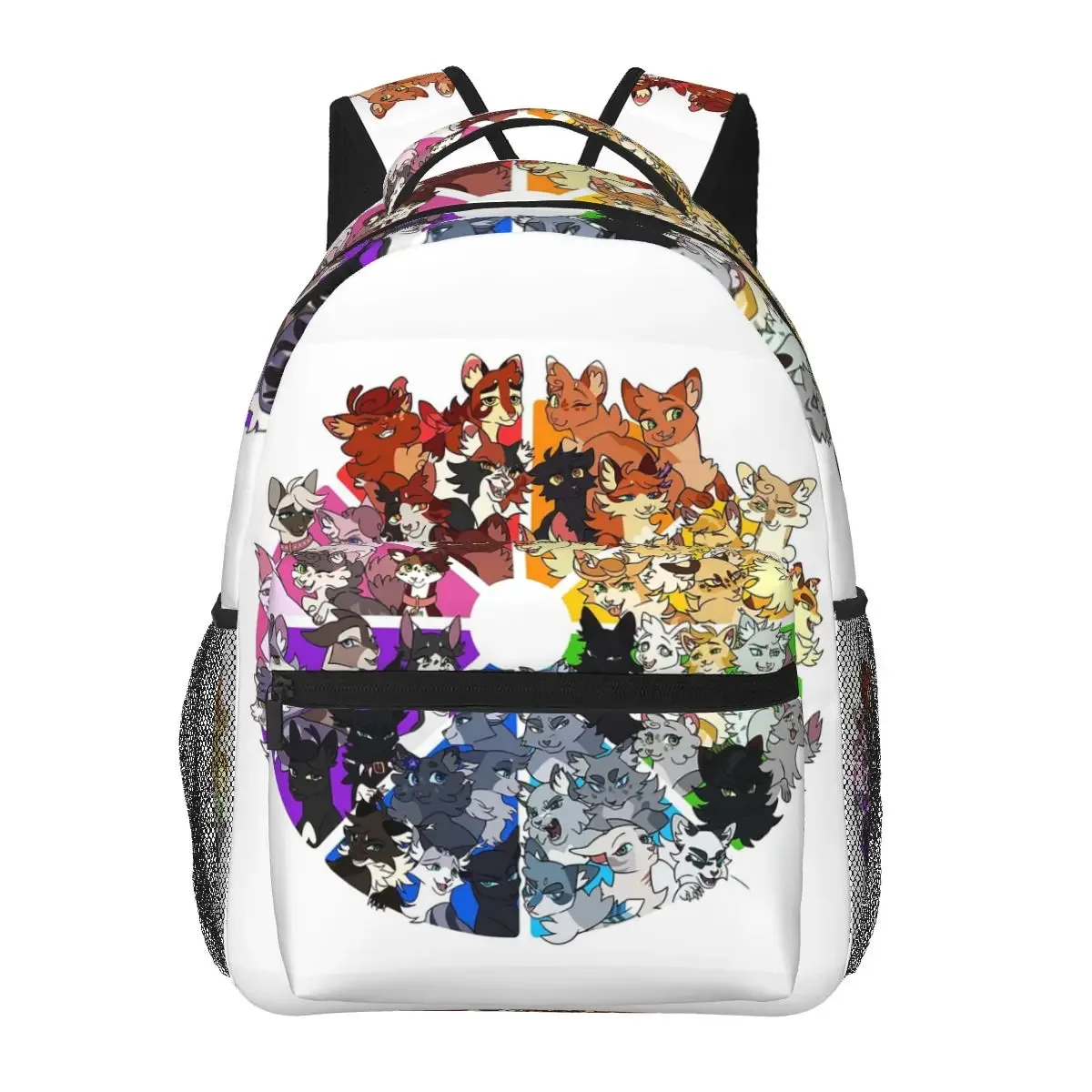 sac à dos scolaire warrior cats color wheel, sac de voyage et de randonnée pour garçons et filles, sac à dos tendance, sacs à bandoulière