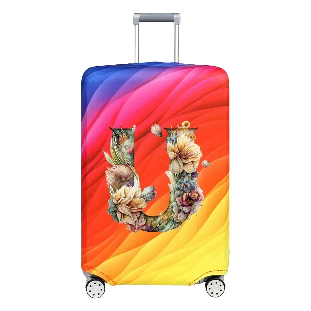 housse de protection extensible pour valise, série florale et lettres, pour valises de 18 à 32 pouces, organisateur de voyage