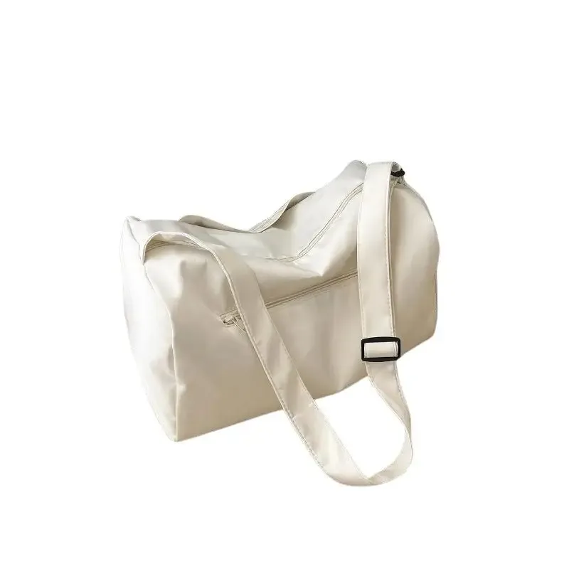 sac de sport en nylon beige résistant à l'eau avec sangle réglable, grande capacité pour la salle de sport, les voyages et les trajets quotidiens