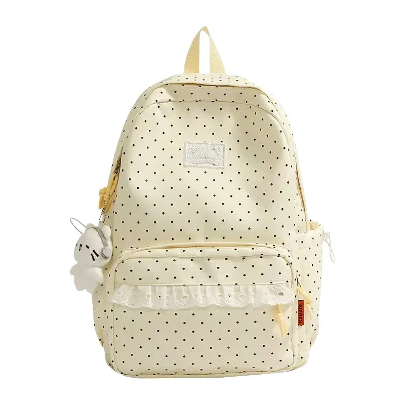 sac à dos coréen style collège à pois, esthétique, pour collège, voyage, double bandoulière, style ballet doux, petit sac à dos pour fille