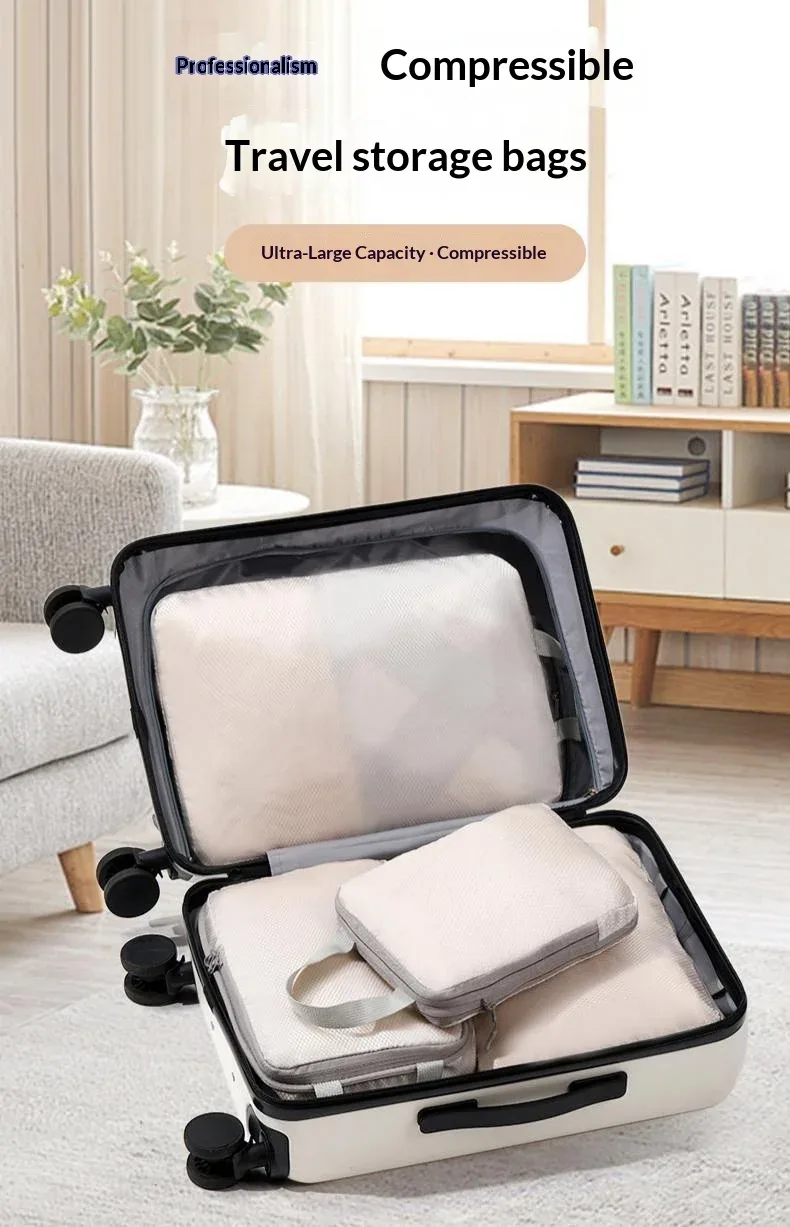 homefish ensemble de 4 sacs de rangement de voyage compressibles verticaux imperméables multifonctionnels pour bagages d'affaires