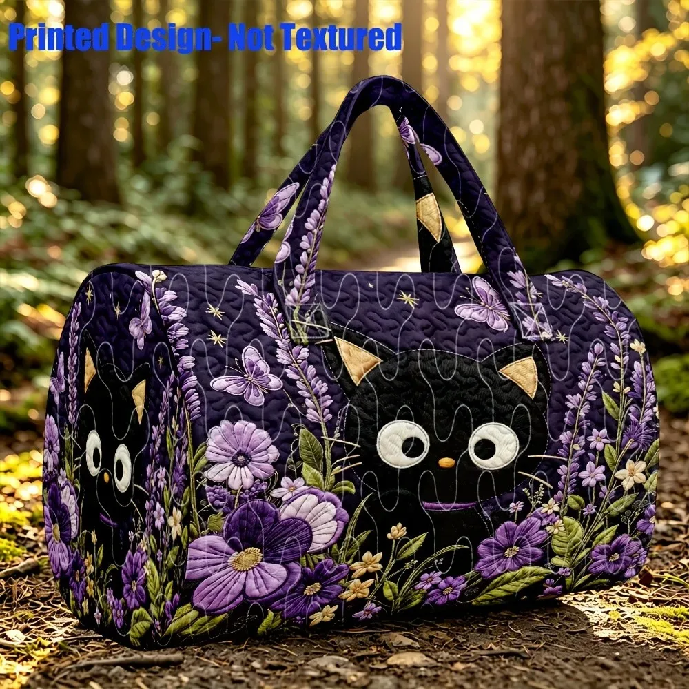 petit sac imprimé motif chat noir, grande capacité, portable, polyvalent et tendance. il convient comme sac de voyage.