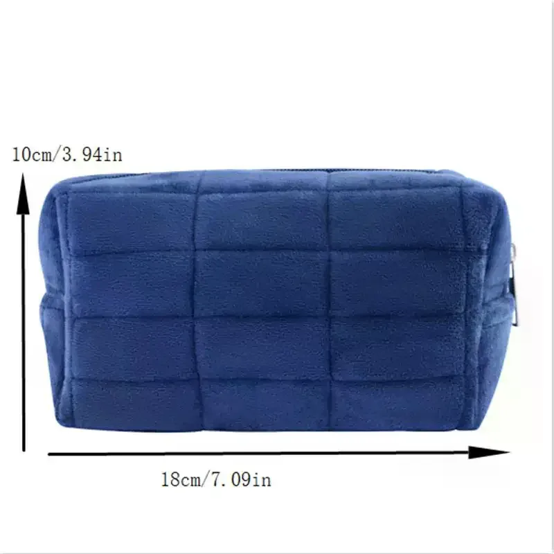 trousse de maquillage élégante en fourrure pour femmes, grande capacité à fermeture éclair de couleur unie, organisateur de toilette de voyage, pochette de lavage, étui à stylos en peluche