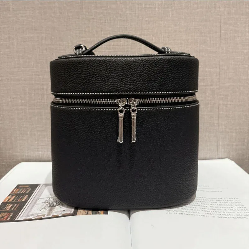 sac de maquillage multifonctionnel en cuir de vachette de première qualité, sac messager à bandoulière, version haut de gamme, sac de voyage, cuir véritable, à porter à la main.