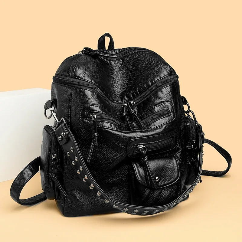 2025 mode femmes sac à dos en cuir PU voyage pochette d'ordinateur école collège Bookbag sac à dos décontracté sac à dos étanche pour fille dame