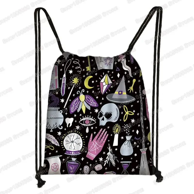 sac à dos gothique imprimé vampire bat ghost, sacs à cordon, sacs à bandoulière pour femmes et hommes, porte-chaussures de voyage
