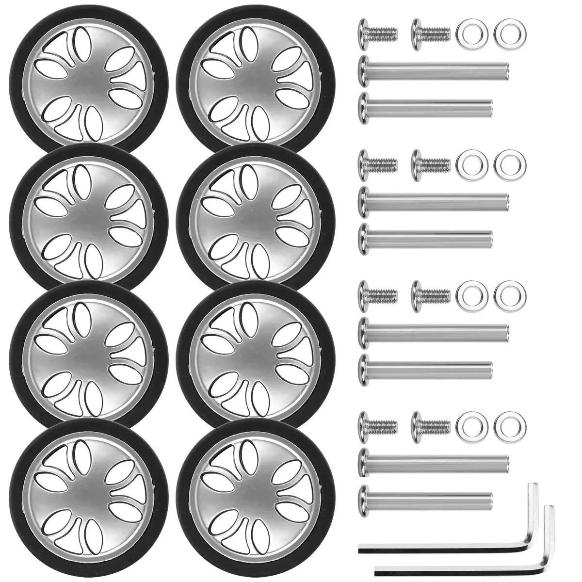 8 pièces roues à bagages remplacement avec vis valise roue de remplacement valise de voyage roue 60mm axes roulette réparation