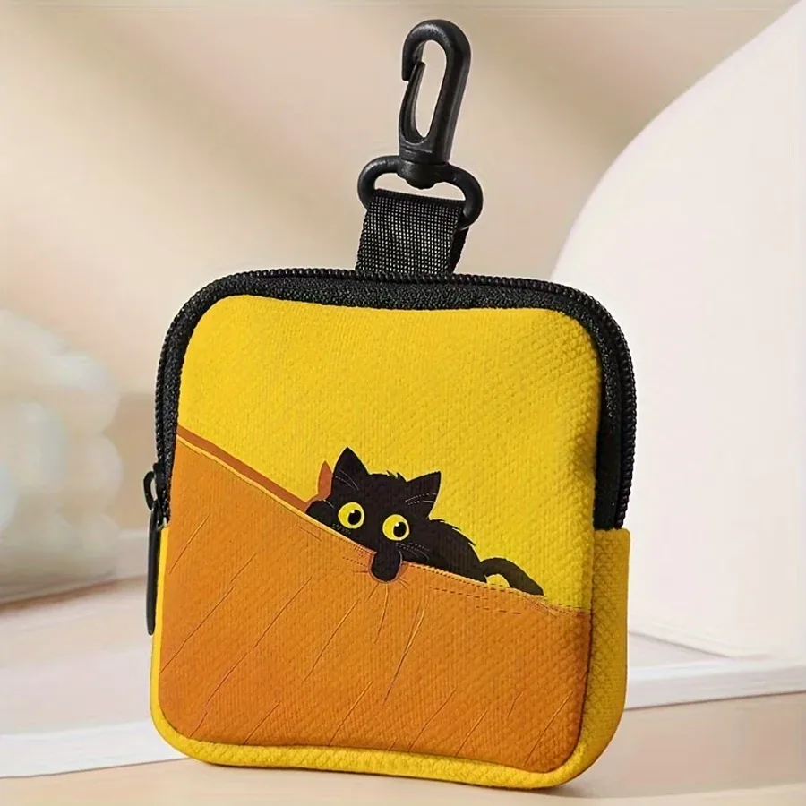 Porte-monnaie grande capacité à motif imprimé chat, sac de rangement pour pièces de monnaie imprimé numériquement, porte-monnaie multifonctionnel pour cartes et clés, choix de cadeau idéal