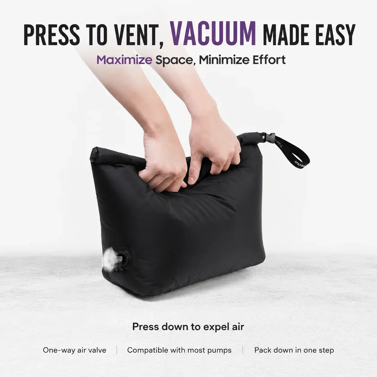 sac de compression sous vide pour bagages, sac de rangement sous vide réutilisable sans pompe, gain de place à 70%, sac d'emballage scellé pour vêtements de voyage étanche