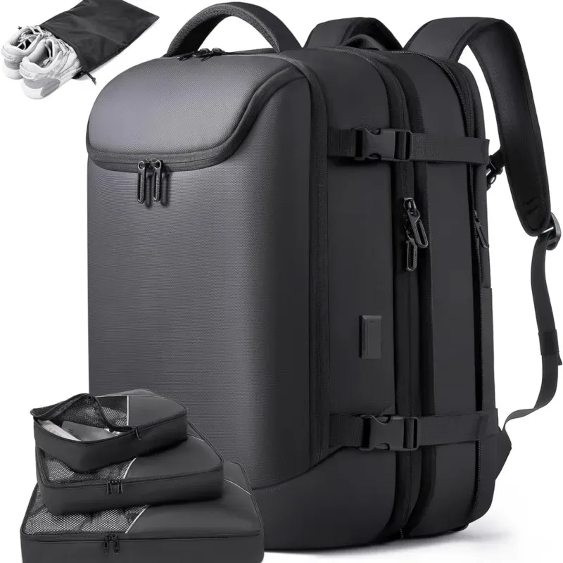 Sac à dos de voyage extensible de 40L à 50L avec 3 cubes d'emballage, pour ordinateur portable de 17.3 pouces, grande capacité, pour hommes et femmes