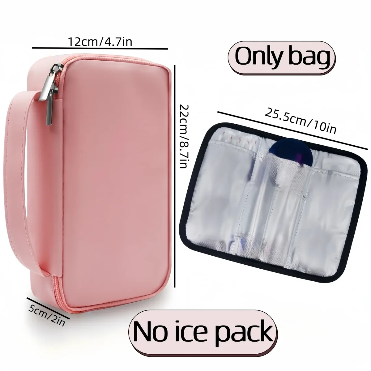 organisateur de voyage rose pâle pour fournitures diabétiques pour femmes, sac de rangement portable pour insuline, sac uniquement