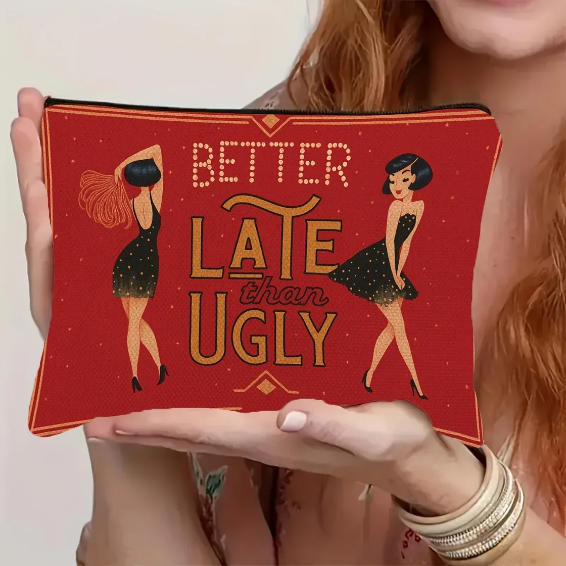 trousse de toilette de voyage pliable avec fermeture à glissière – trousse à cosmétiques compacte, cadeau drôle « meilleur fin que laid » pour la saint-valentin