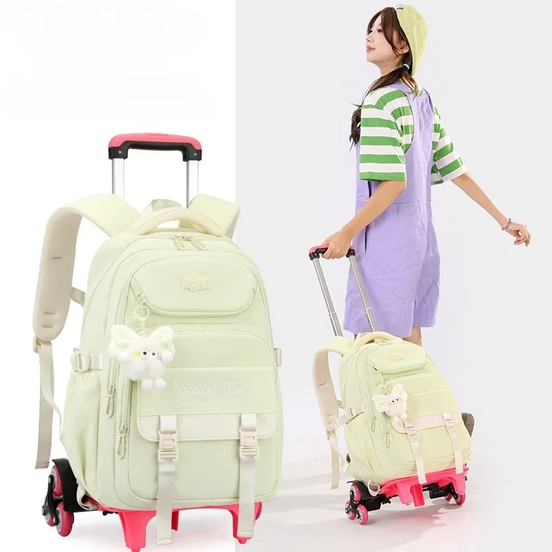 sac à dos scolaire pour enfants avec roulettes, sac à dos à roulettes pour filles, sac à dos d'étudiant, 2/6 roues, sac à dos scolaire à roulettes, sac à livres pour enfants
