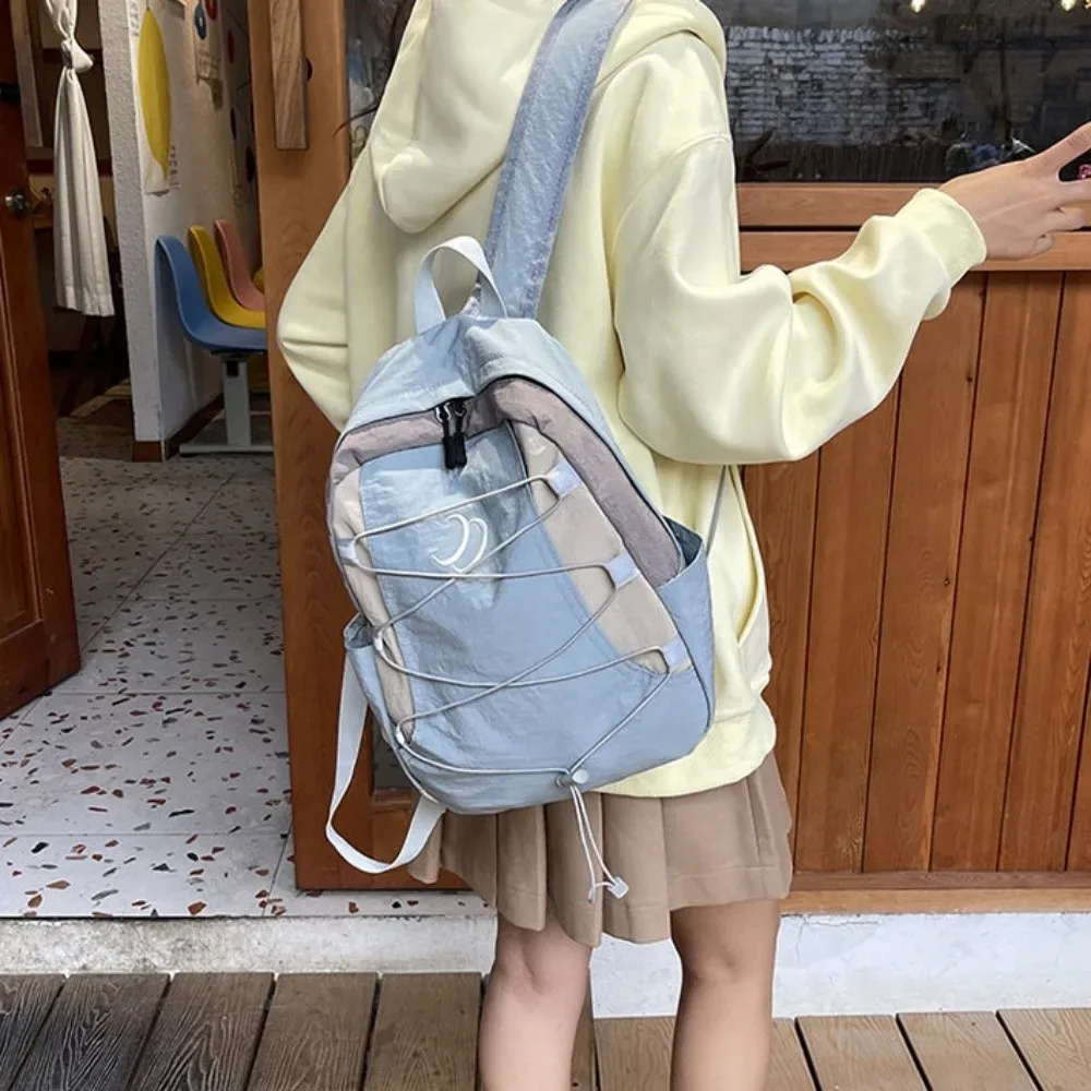 sac à dos léger en patchwork de couleurs contrastées, esthétique y2k, sacs à bandoulière en nylon, streetwear, polyvalent, sac d'école pour étudiants, voyage