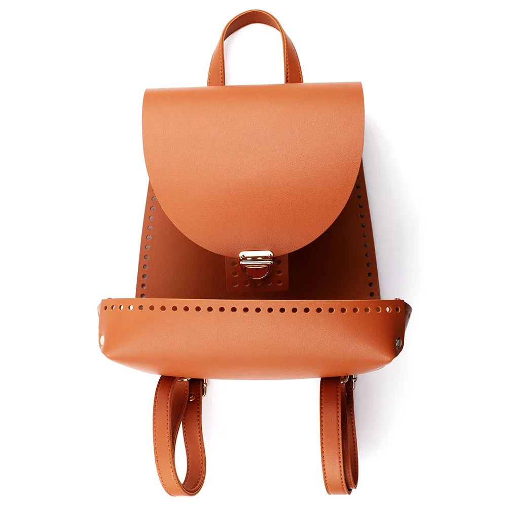 ensemble de sac à dos tissé bricolage, sac à main en cuir fait main, sangle initiée, sac à fond avec accessoires de quincaillerie, noir, marron, café