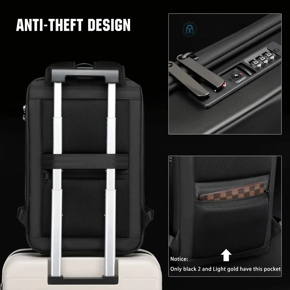 sac à dos rigide pour ordinateur portable 15.6 pouces pour hommes, étanche, antivol, extensible, verrouillage tsa, sac de jeu, sac à dos d'affaires de luxe, charge usb