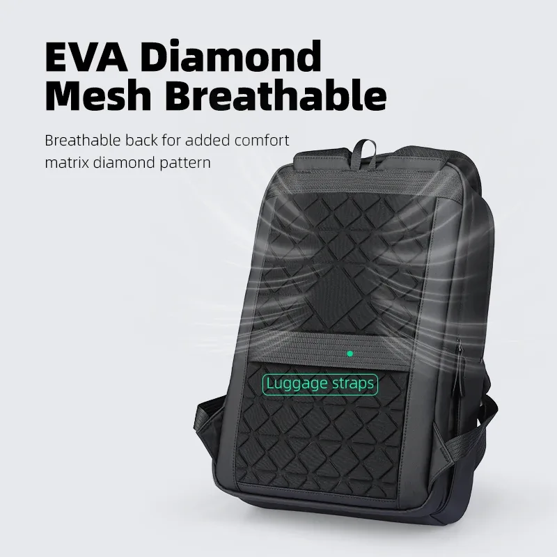 sac à dos professionnel fin mark ryden, sacoche pour ordinateur portable 15,6 pouces avec port de charge usb et sangle de fixation pour bagage