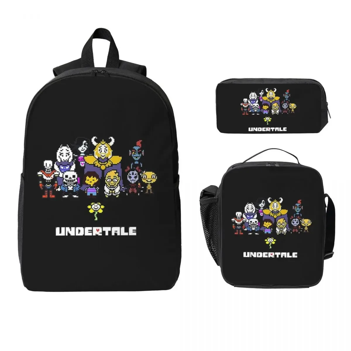 sac à dos de jeu undertale gamer, sac à livres pour étudiants, sac d'école, sacs à bandoulière pour ordinateur, sac à déjeuner isotherme 3ps, trousse à crayons