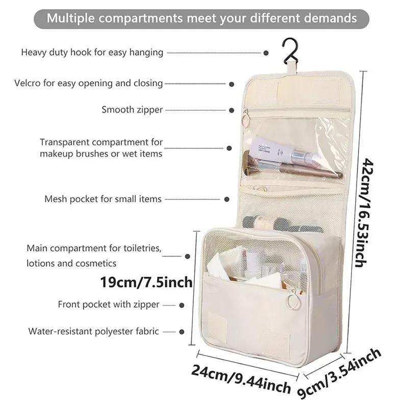 sac de maquillage de voyage, organisateur de produits de toilette étanche, nécessaire de haute qualité pour femmes, crochet de salle de bain, pochette de lavage, sac de rangement de maquillage à crochet