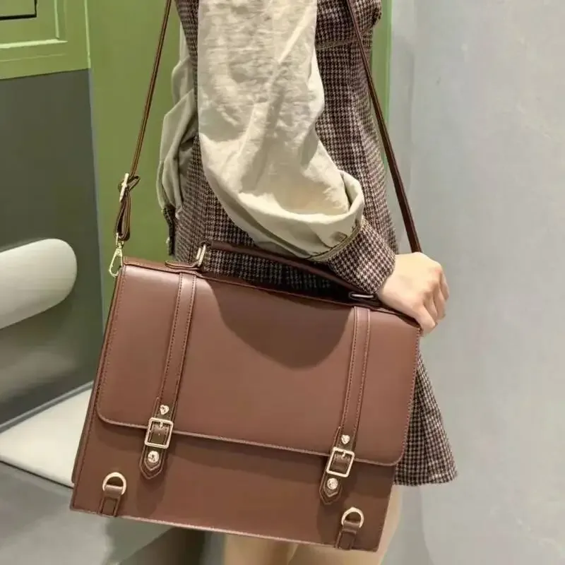 sacs à dos ita en cuir pu marron japonais transparent jk lolita, sacs de douleur, poche à rabat, sacs à bandoulière pour étudiants, sac de style preppy pour filles