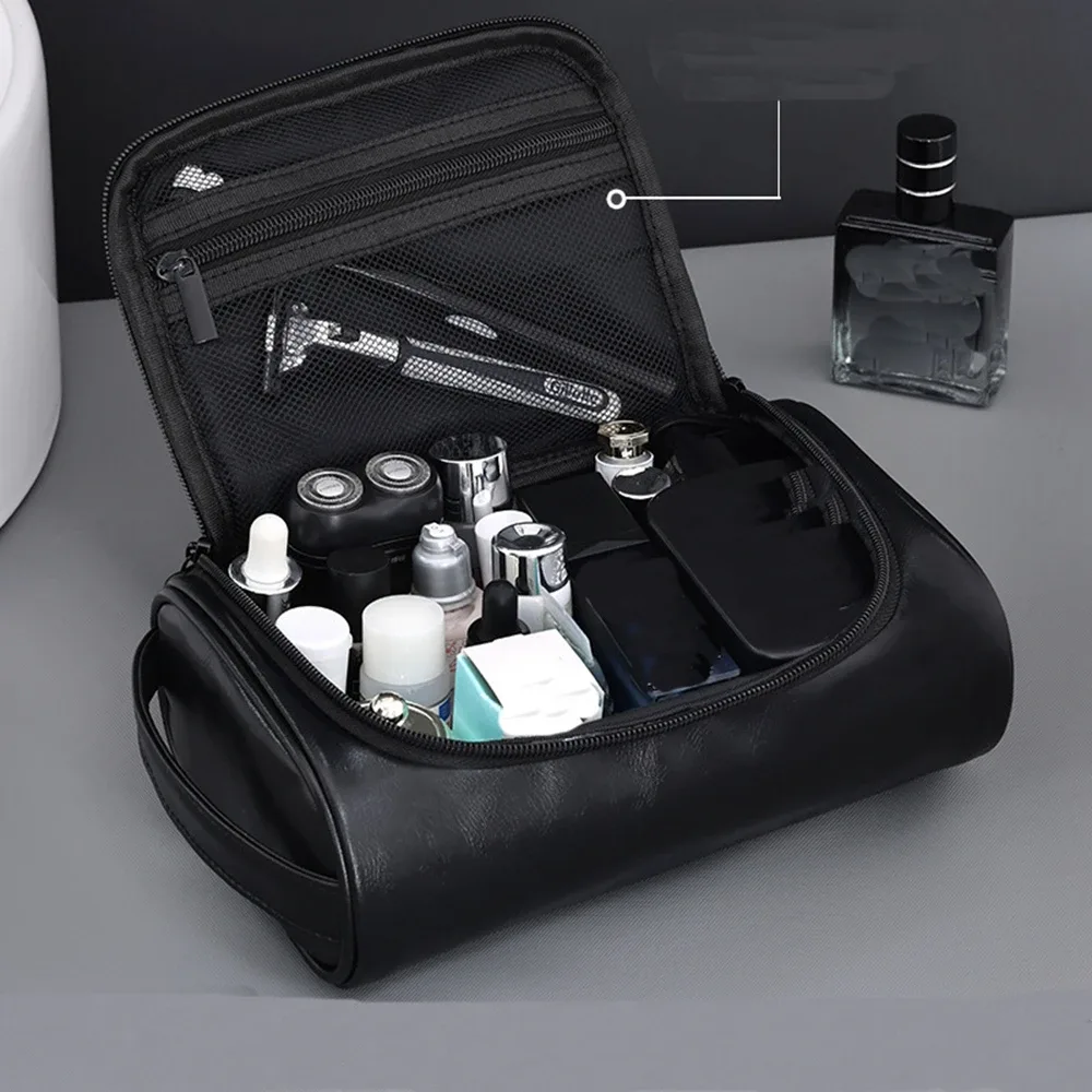 1pc grande capacité voyage d'affaires pu sac de maquillage petite entreprise banlieue hommes trousse de toilette maison étanche maquillage sac de rangement hommes