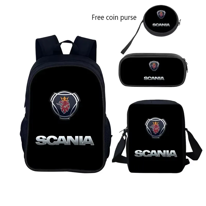 scania-sac à dos durable pour l'école, étui à crayons, livre d'ordinateur, cadeau d'anniversaire pour enfant, ensemble de 3 pièces, 40cm/15.7 pouces
