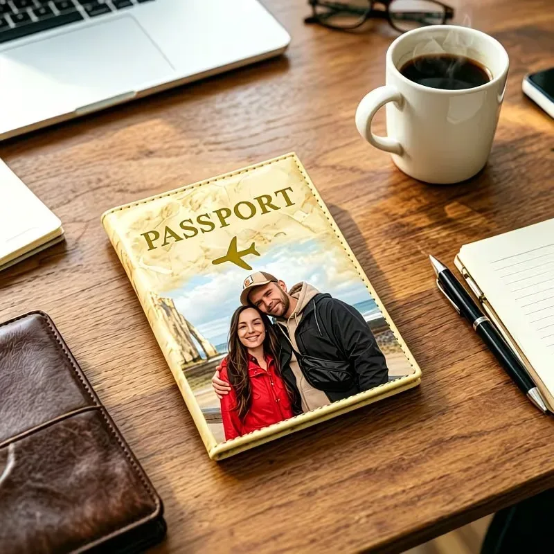 housse de passeport personnalisée avec photo sur mesure, housse de protection de voyage durable avec emplacements pour cartes de crédit, porte-passeport et documents d'identité