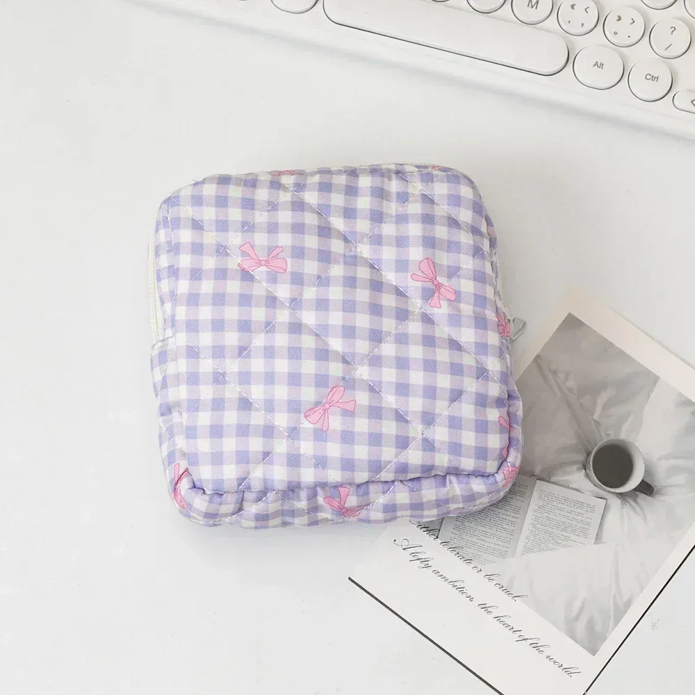 mini sac à cosmétiques avec nœud mignon pour femmes, sac de rangement pour serviettes hygiéniques, porte-tampon portable, mini sac de rangement pour maquillage et rouge à lèvres