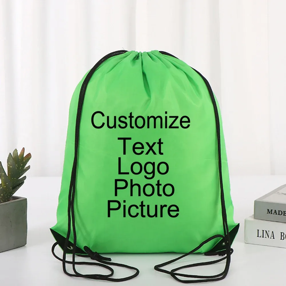 sac à dos de cyclisme avec logo/texte/nom personnalisé, sac à chaussures à cordon de serrage pour vêtements, ceinture étanche, sac de sport portable en nylon