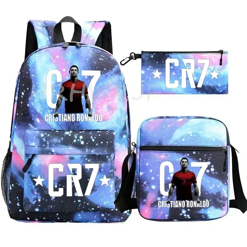 ensemble de sacs à dos imprimés sports cr7 pour adolescents, sacs d'école décontractés adaptés aux garçons et aux filles, mochilas de voyage légères