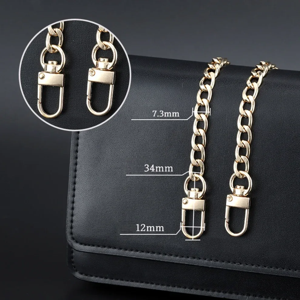 chaîne de sac à main en cuir de haute qualité 40/60/90/100/120 cm avec double fermoir à clip, poignée de remplacement pour sac à bandoulière, réparation diy